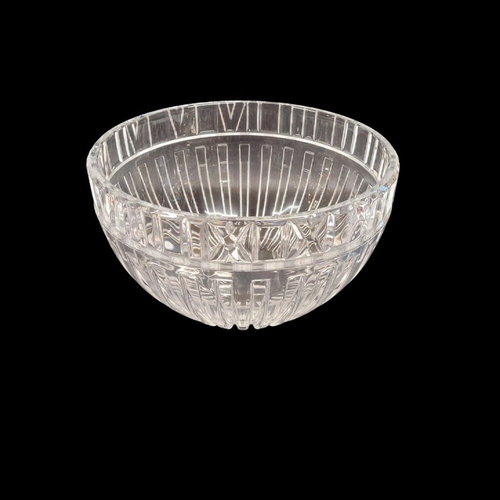 Tiffany & Co  Atlas Collection Crystal Bowl 1980s Roman Numerals 10'' W Signed